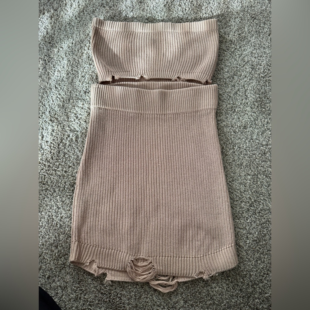 SER.O.YA x REVOLVE Tan Nude Strapless Sleeveless Cut Out Mini Dress Large NWT - Picture 10 of 16